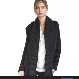 Vince Wool Ribbed black 
Shawl Collar Open Front sweater cardigan L
